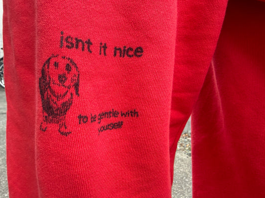 Red sweatpants